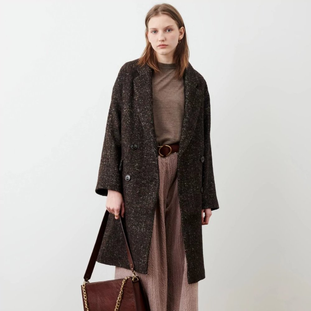 Sessun Vida Ceramica Long Coat in Toca / Brown, Size S, NWT